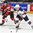 TORONTO, CANADA - JANUARY 2: USAâ€™s Adam Fox #8 stick handles the puck while Switzerland's Nando Eggenberger #22 stick checks him during quarterfinal round action at the 2017 IIHF World Junior Championship. (Photo by Matt Zambonin/HHOF-IIHF Images)

